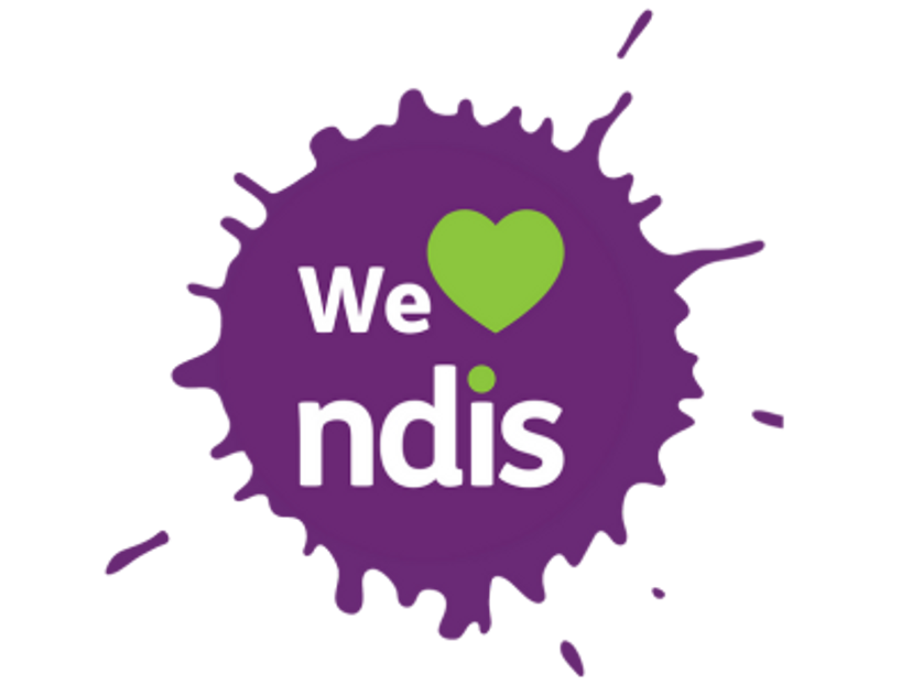 NDIS Logo with a heart that reads, We Love NDIS